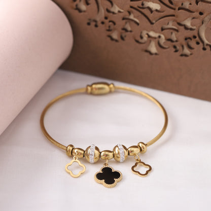 Gold-Plated Charm Bracelet for Women – Waterproof, Hypoallergenic, Magnetic Lock (GOLD)