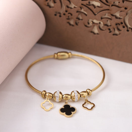 Gold-Plated Charm Bracelet for Women – Waterproof, Hypoallergenic, Magnetic Lock (GOLD)