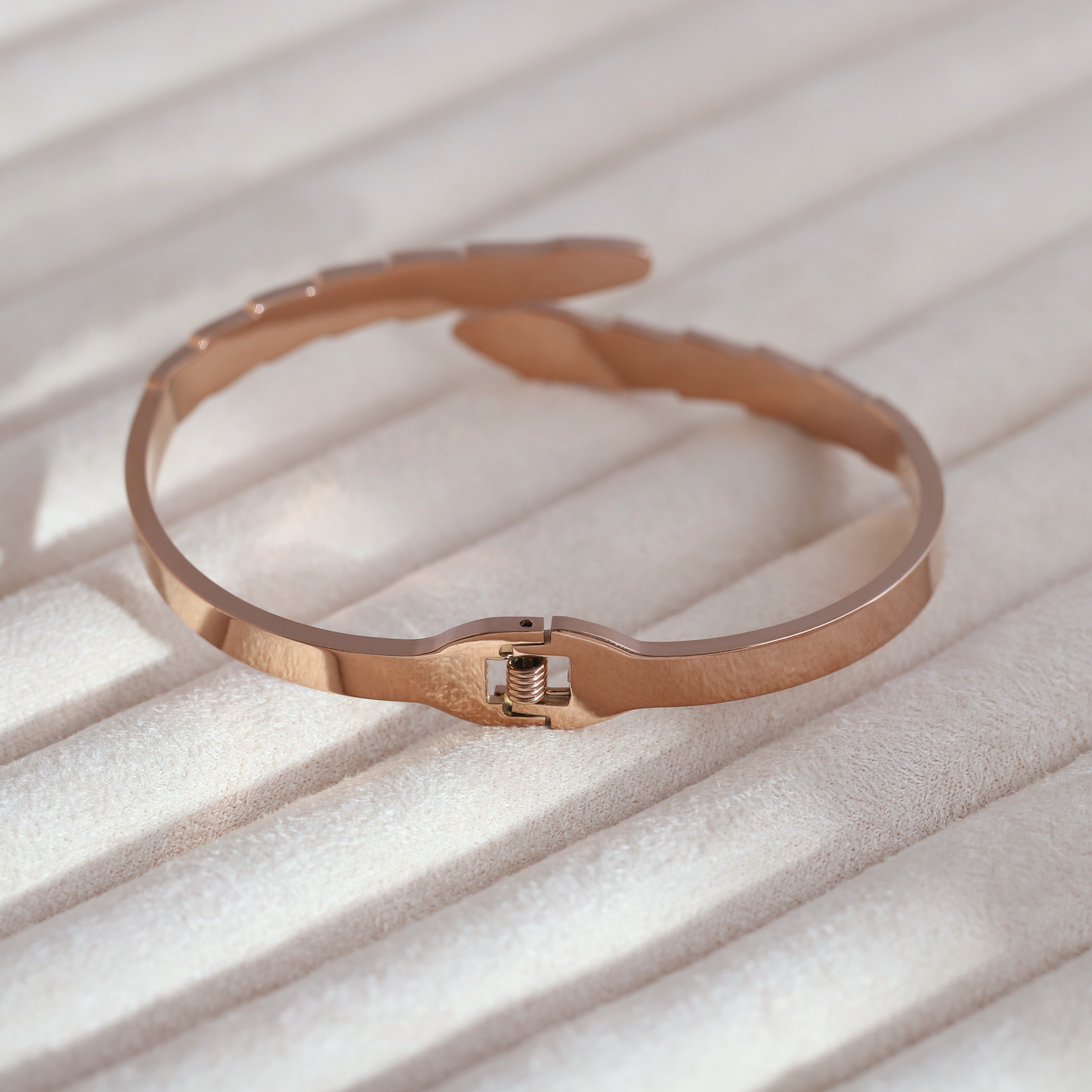 Gold-Plated Cuff Bracelet with American Diamonds – Anti-Tarnish & Skin-Friendly (ROSE GOLD)