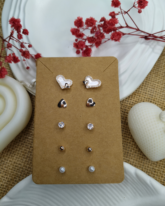 Trendy Star Charm Earrings Combo – Set of 5, Gold Plated, Anti-Tarnish, Waterproof, Everyday Minimalist Jewelry (ROSE GOLD)