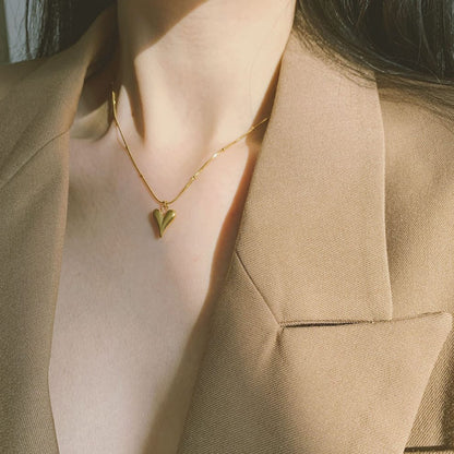 Heart Charm Ball Chain Gold Plated – Single Layer, Anti-Tarnish, Waterproof, Minimalist Style (GOLD)