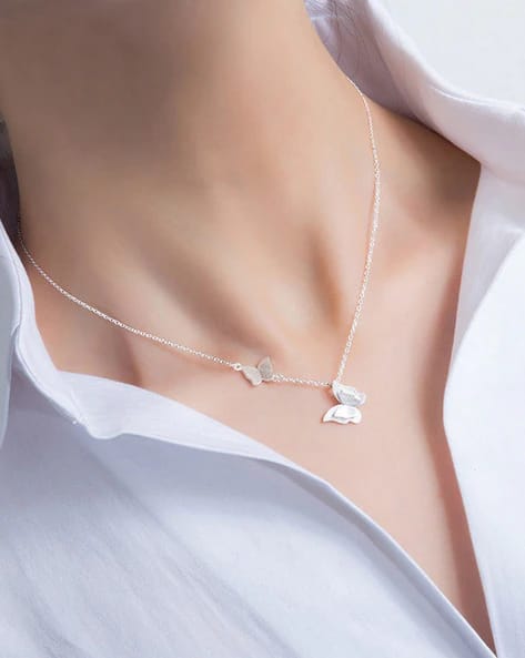 Butterfly Charm Chain Gold Plated – Single Layer, Anti-Tarnish, Waterproof, Minimalist Style (SILVER)