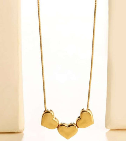 Heart Charm Chain Gold Plated – Single Layer, Anti-Tarnish, Waterproof, Minimalist Style (GOLD)