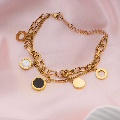 Charm Chain Bracelet Gold Plated – Double Layer, Anti-Tarnish, Waterproof, Minimalist Style (GOLD)