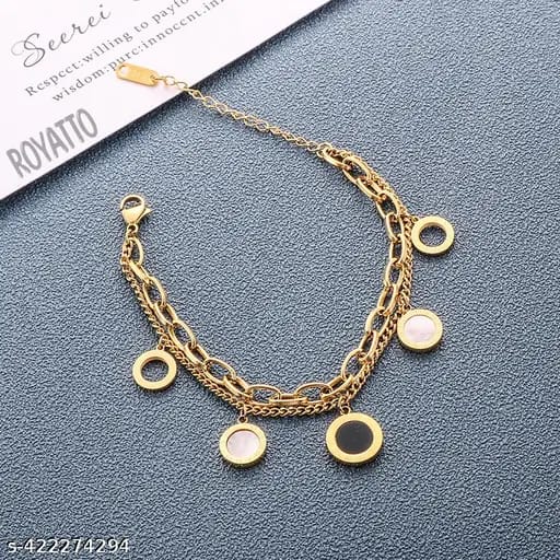 Charm Chain Bracelet Gold Plated – Double Layer, Anti-Tarnish, Waterproof, Minimalist Style (GOLD)