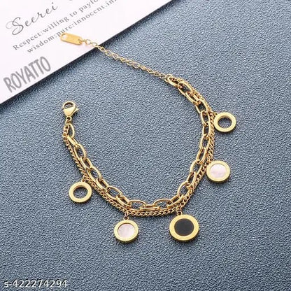 Charm Chain Bracelet Gold Plated – Double Layer, Anti-Tarnish, Waterproof, Minimalist Style (GOLD)