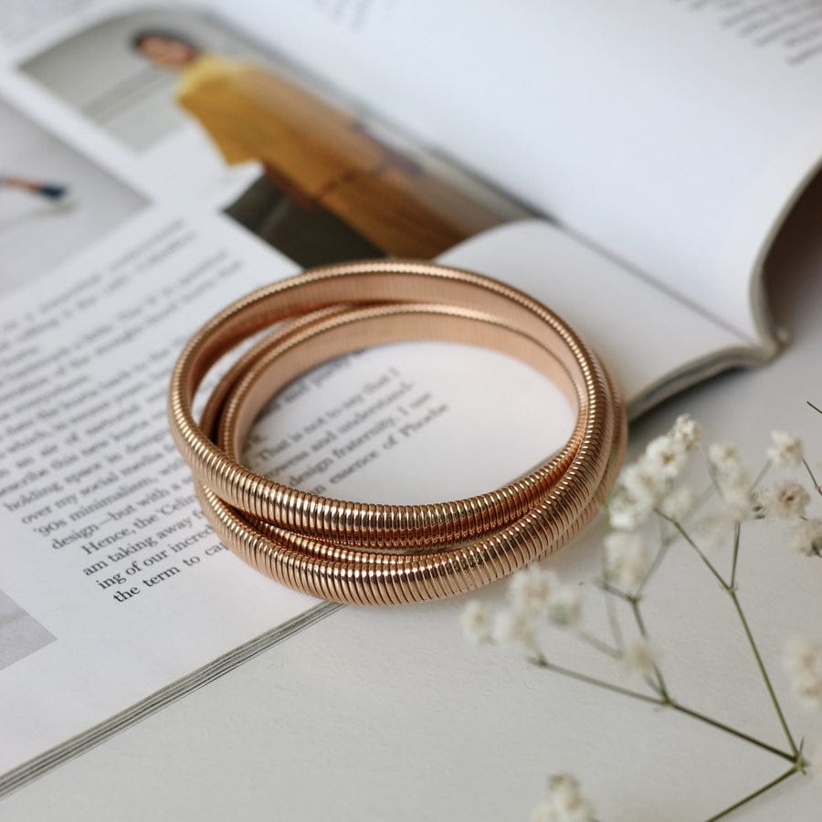 Triple-Layer Gold-Plated Bracelet – Tarnish-Free, Adjustable Fit (ROSE GOLD)