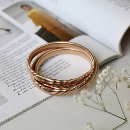 Triple-Layer Gold-Plated Bracelet – Tarnish-Free, Adjustable Fit (ROSE GOLD)