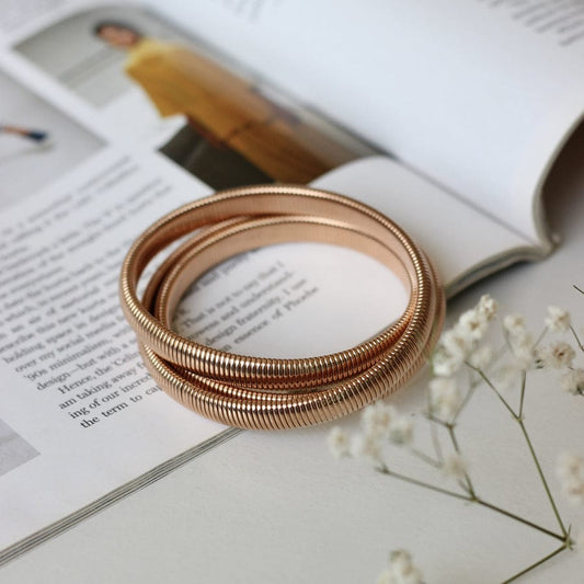 Triple-Layer Gold-Plated Bracelet – Tarnish-Free, Adjustable Fit (ROSE GOLD)