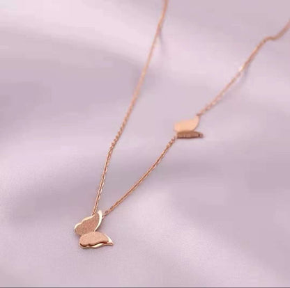 Butterfly Charm Chain Gold Plated – Single Layer, Anti-Tarnish, Waterproof, Minimalist Style (ROSE GOLD)