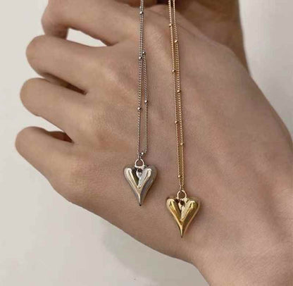 Heart Charm Ball Chain Gold Plated – Single Layer, Anti-Tarnish, Waterproof, Minimalist Style (GOLD)