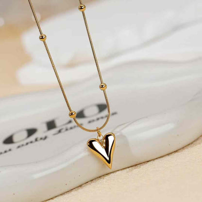 Heart Charm Ball Chain Gold Plated – Single Layer, Anti-Tarnish, Waterproof, Minimalist Style (GOLD)