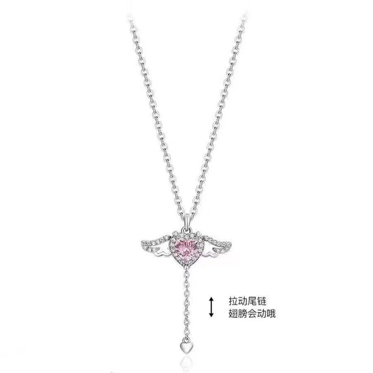 Heart Pink Stone Chain Gold Plated – Single Layer, Anti-Tarnish, Waterproof, Minimalist Style (SILVER)